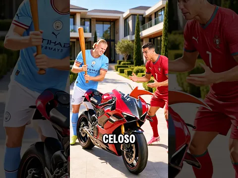 ¡Haaland está CELOSO y DESTRUYE la moto de Ronaldo😱🏍️!  #haaland #cr7 #futbol