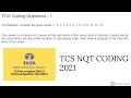 TCS NQT CODING 2022 Package 3 5 Lakhs Printing Series Question NQT 2022-23