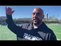 Kansas LB coach Chris Simpson breaks down his room during spring practice