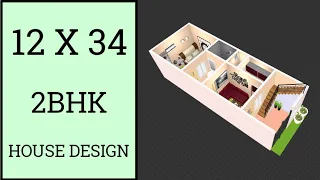 12 X 34 House Design 2BHK ll 400 Sqft Ghar Ka Naksha ll 12 X 34 House Plan