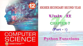 Chapter 7 Part 1 Python Functions Tamilnadu board 12th computer science
