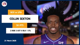 COLLIN SEXTON 30 PTS vs BOS 21 Mar 24-25 UTA Highlights