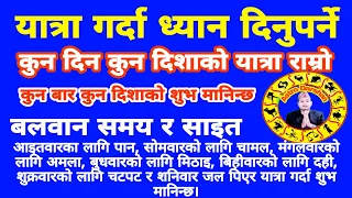 Download यात्रा गर्दा ध्यान दिनुपर्ने, कुन दिन कुन दिशाको यात्रा राम्रो, कुन बार कुन दिशाको शुभ मानिन्छ MP3