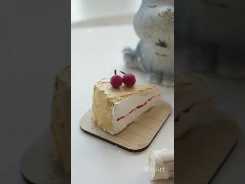 Oil pastel 3D cherry cake #oilpastel #creativeart #3dart #easy #satisfying