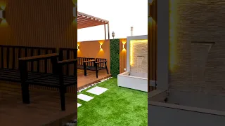 إبداع وتمي ز في تحويل السطح الي جلسة خارجية فائقه الجمال 0566138200 ديكورات بديل خشب شلال مظلة 