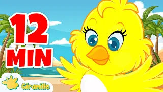 MEU PINTINHO AMARELINHO VAI À PRAIA! Giramille - 12 min | Desenho Animado Educativo Musical