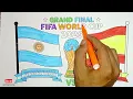 FIFA World Cup 2026 Argentina vs Spain Grand Final Drawing Coloring Easy Flag Art for Kids