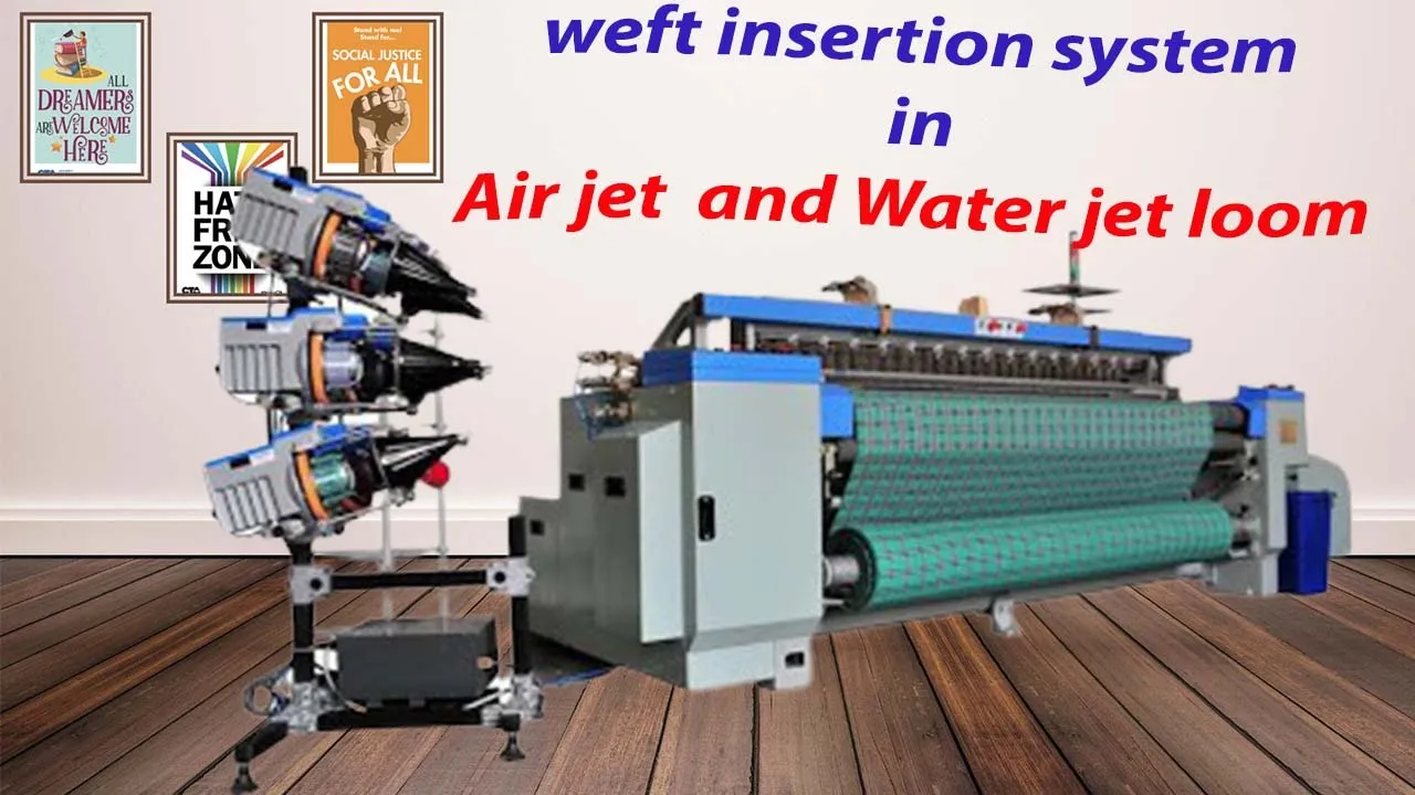 Weft insertion system in Air jet loom or Water jet loom , fabric manufacturing process