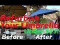 How to Paint a Sun Faded Old Outdoor Patio Umbrella or Outdoor Furniture with Spray Paint DIY