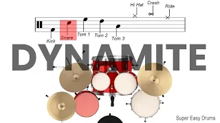 dynamite bts beginners drums scrolling scores