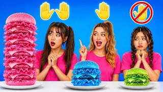 Tantangan 100 Lapis Makanan! 🍔🤯 Dua Tangan vs Satu Tangan vs Tanpa Tangan bersama 123 GO!