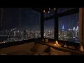 Download Lagu Cozy Bedroom With A Night View Of New York In Heavy Rain | Rain Sounds, Rain On Window