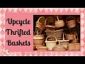 How I Up-cycled my THRIFT STORE BASKETS French Country Shabby Chic Cottage Core DIY