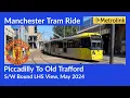 Manchester Metrolink Tram Ride Piccadilly To Old Trafford Bound LHS View For Man United