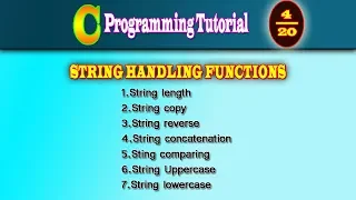 C Programming Tutorial DAY4 String Handling Function Codedeveloper