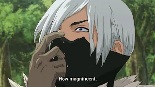 Hyoga face revealed Dr Stone - Stone Wars