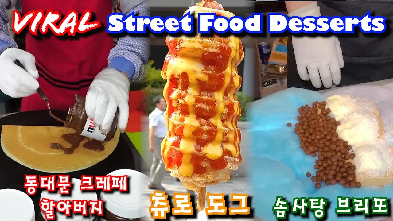 3 Korean Street Food Desserts that went VIRAL! Dongademun Crepe Grandpa, Churro dog + more!