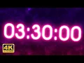 3 Hours 30 Minutes Countdown Timer - Neon 4K