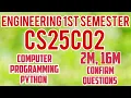 CS25C02 Important questions Computer Programming python Unit wise important questions engineering
