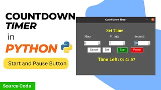 CountDown Timer in Python - with Start or Resume Pause Features Tkinter Project PySeek
