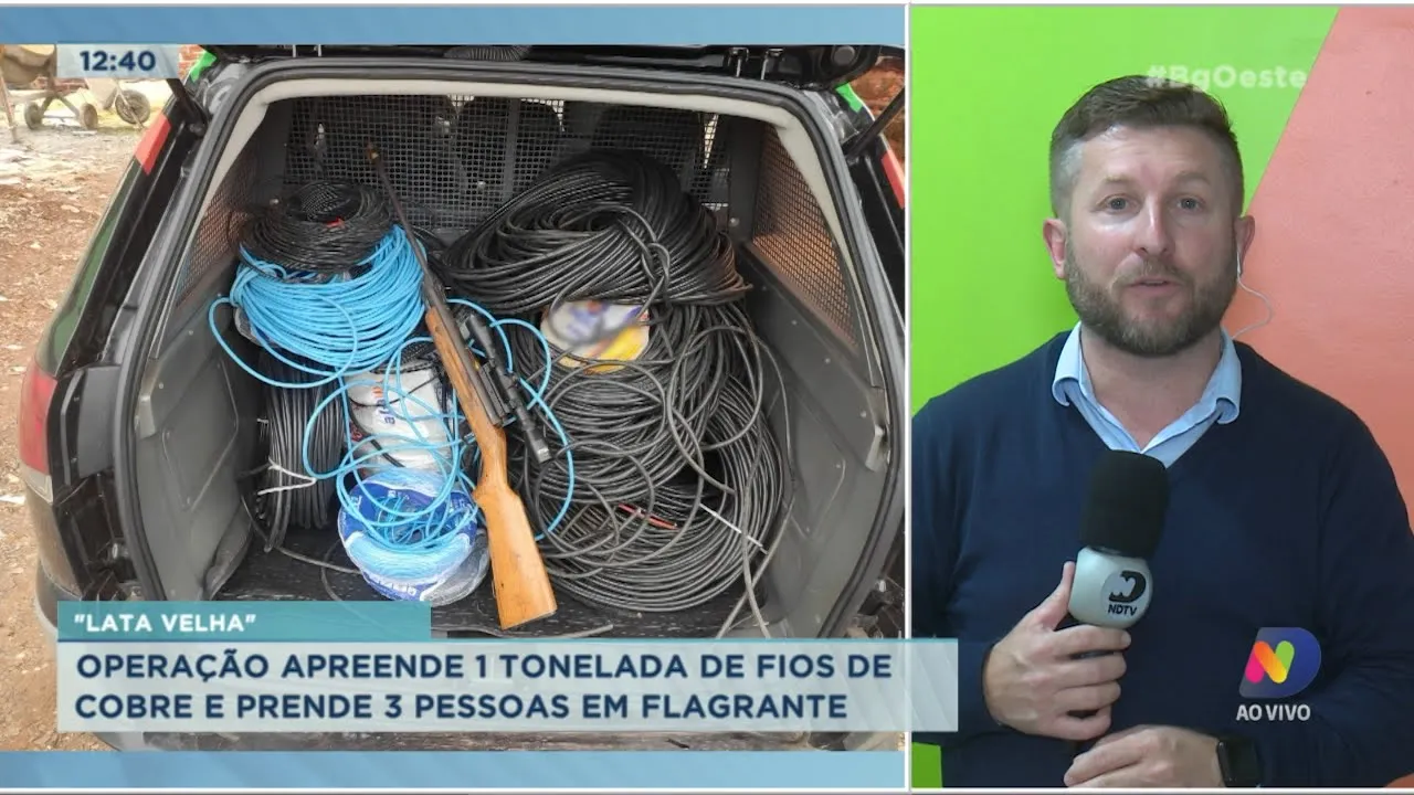 Operação apreende 1 tonelada de fios de cobre e prende 3 pessoas em flagrante