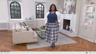 Joan Rivers Madras Plaid Midi Skirt on QVC