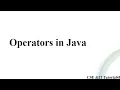 Operators in Java