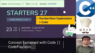 CodeChef Starter 27 Complete Solution with Logical Explanation CodePlayJatin