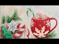 Christmas Cookies Mug Acrylic Painting LIVE Tutorial