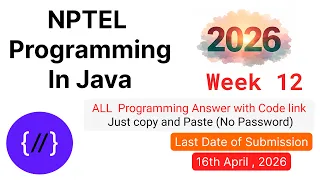 NPTEL Programming in Java Week 12 All Programming Solutions Code Link 2026