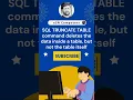 SQL TRUNCATE TABLE command deletes the data inside a table but not the table itself