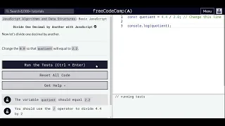 Lesson 19 Basic JavaScript Divide One Decimal by Another with JavaScrip