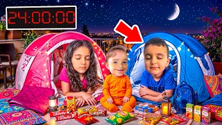 POYRAZ ELİF İLE GECE TERASTA PEMBE MAVİ ÇADIR KURDUK!!!