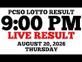 Lotto Result Today 9 00 PM Draw August 20 2026 Thursday PCSO LIVE Result