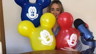 asmr can i blow up mickey mouse balloon ears without breaking them taps crunch squeeze blow 