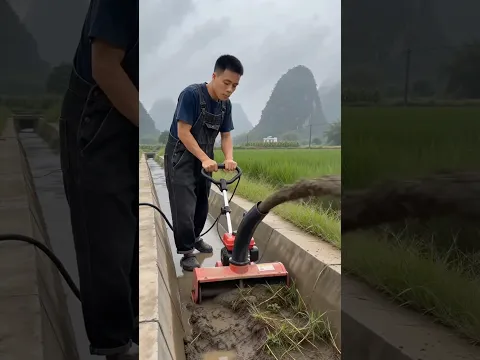 Satisfying Walk-Behind Ditch Cleaner Clearing Canal Mud! #works