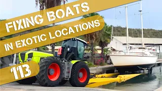 Antifouling, Polishing, Servicing a Sailboat In Curaçao Boat Yard, While Homeschooling kids! Ep 113