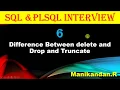 SQL and PLSQL INTERVIEW 6-Diffrence between delete and truncate and Drop
