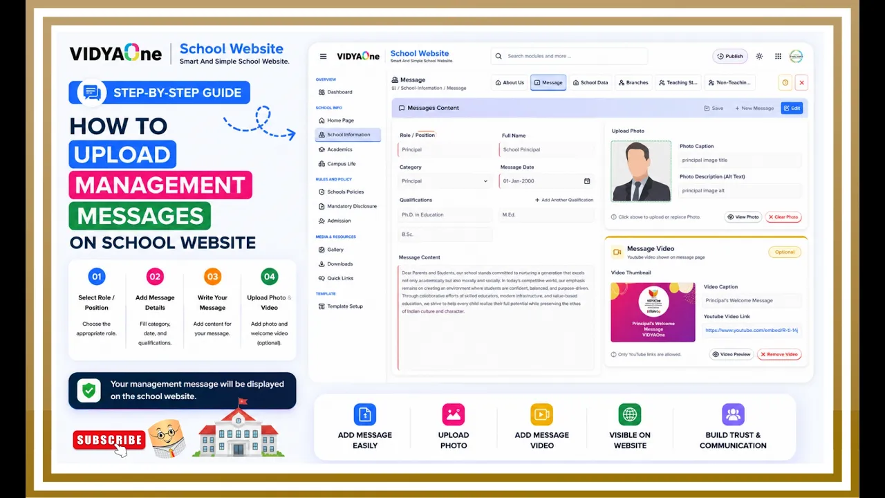 Upload Management Messages on Your School Website