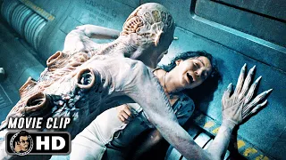 humans vs xenomorph hybrid offspring final fight scene alien romulus 2024 movie clip hd