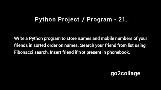 EP 21 Language Python Program Project I go2collage