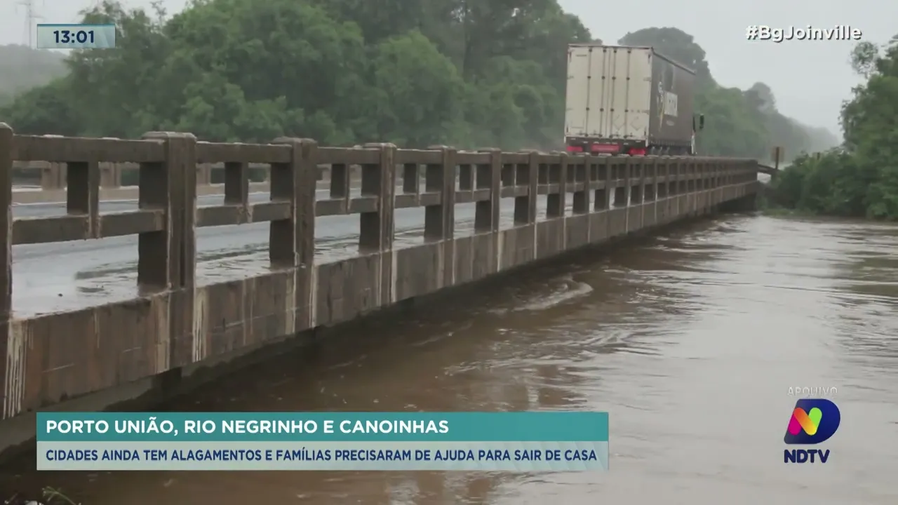 Porto União, Rio Negrinho e Canoinhas: cidades ainda tem alagamentos e famílias precisaram de ajuda