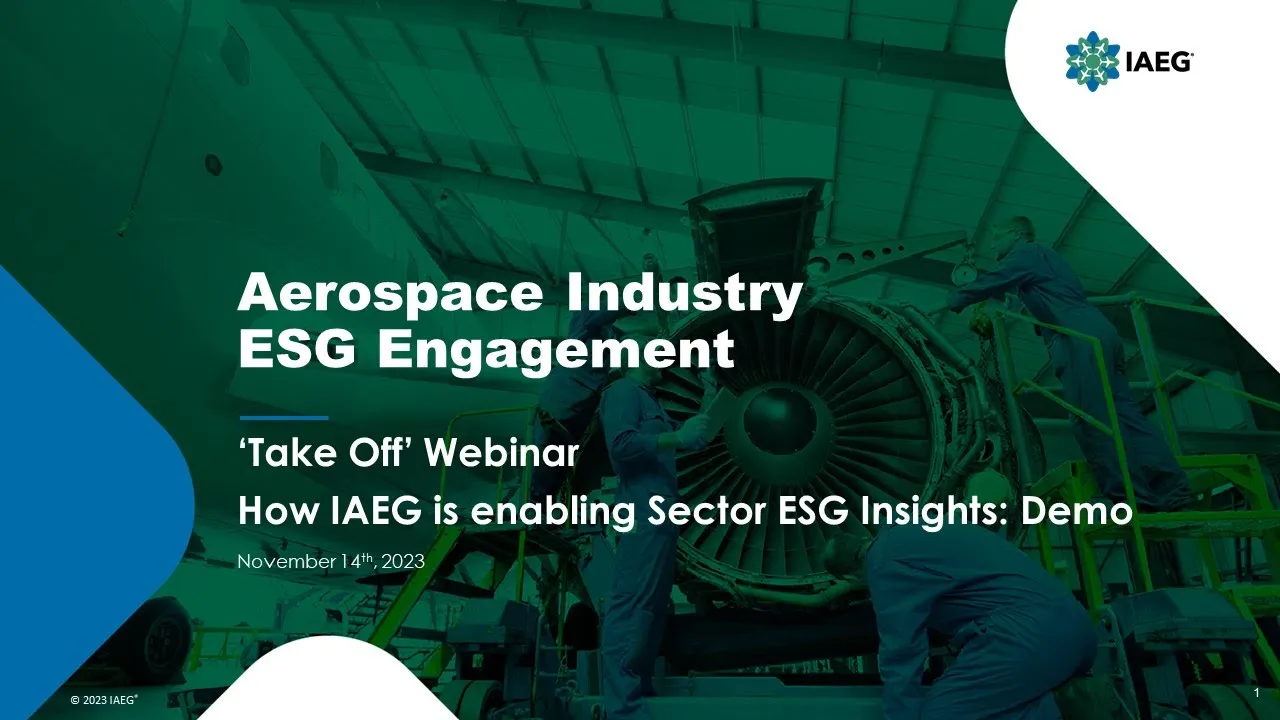 IAEG Take Off Supply Chain Webinar EcoVadis Demo