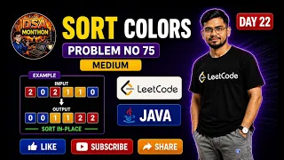Sort Colors LeetCode 75 Medium Dutch National Flag Algorithm Day 22 Java