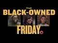 The words Google Black-owned Friday in yellow text on a black background with images of Druski, GloRilla and Jayda Cheaves in individual square boxes across the middle.