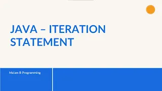 Java Iteration Statement Tagalog