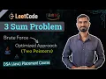 3Sum Problem Explained Brute Force Optimized Solution LeetCode 15 Java