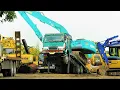 Download Lagu Long Reach Excavator Transport By Fuso Self Loader Trucks Kobelco SK210LC
