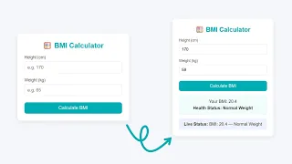 BMI Calculator Using HTML CSS JavaScript Complete Health Status Checker with Ideal Weight