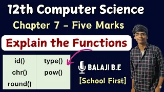 12th Computer Science Built in functions chap 7 imp five mark id pow chr type round